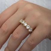 Kraliçe Taçı Altın Kaplama Gümüş Beştaş Yüzük thumbnail 3