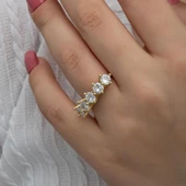 Kraliçe Taçı Altın Kaplama Gümüş Beştaş Yüzük thumbnail 8