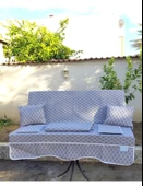 Mandaş Süngerli 2 Kişilik Salıncak Minder Seti (Pamuklu Kumaş)-Denizci Gri thumbnail 3