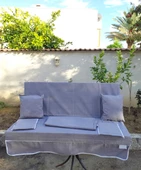 Mandaş Süngerli 2 Kişilik Salıncak Minder Seti (Pamuklu Kumaş)-Gri - 1