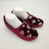 Kalp İşlemeli Kadın Patik Bordo Renk - 11