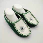 Çift Renk Örme Dikişli Desenli Kadın Patik Yeşil renk - 11