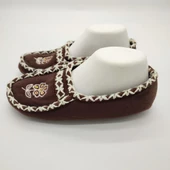 Örme Dikişli Çiçek Desenli Kadın Patik Kahve renk - 8