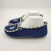 Örme Dikişli Çiçek Desenli Kadın Patik Mavi renk - 10