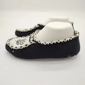 Çift Renk Örme Dikişli Çiçek Desenli Kadın Patik Siyah renk - 12