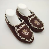 Örme Dikişli Çiçek Desenli Kadın Patik Kahve renk - 7