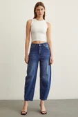 Yüksek Bel Mom Jean Mavi - 1