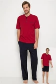 Pierre Cardin 5370 Bordo 3 Lü Pijama Şort Takım - 4