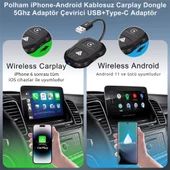Polham Apple İphone ve Android İle Uyumlu Kablosuz Carplay Adaptör Çeviricisi, Ultra Hızlı Carplay Çevirici - 3