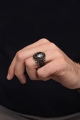 Pençe Motif Siyah Taşlı Taşlı 925 Gümüş Erkek Yüzük thumbnail 8