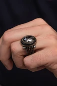 Pençe Motif Siyah Taşlı Taşlı 925 Gümüş Erkek Yüzük thumbnail 4