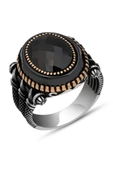Pençe Motif Siyah Taşlı Taşlı 925 Gümüş Erkek Yüzük thumbnail 2