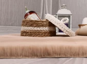Dekoratif Tavşan Tüyü Ultra Yumuşak Peluş Kaymaz Halı Yolluk Camel - 4