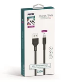 Phixi Force CB431T Hasır Örgü ve Ekstra Güçlendirilmiş Silikon Başlıklı Type-C USB Hızlı Şarj ve Data Kablo - 2
