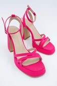 Olga Fuşya Saten Kalın Platfrom Topuklu Çapraz Bantlı Ayakkabı thumbnail 4