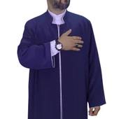 Hakim Yaka Cübbe Lacivert - Gümüş Biyeli - 2