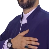 Hakim Yaka Cübbe Lacivert - Gümüş Biyeli - 4