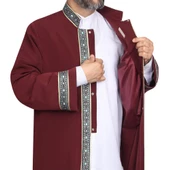 İmam Cübbesi Bordo - Biyeli Mavi Bordürlü - 3