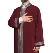 İmam Cübbesi Bordo - Biyeli Mavi Bordürlü - 7