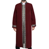 İmam Cübbesi Bordo - Biyeli Mavi Bordürlü - 8