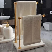 Mermer Ayaklı Metal Banyo El Havluluk Kağıt Havluluk Standı - 5