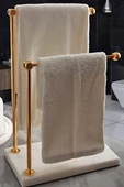 Mermer Ayaklı Metal Banyo El Havluluk Kağıt Havluluk Standı - 3