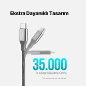 Ttec 3 Metre 65W Süper Hızlı Type C to Type C Şarj ve Data Kablosu, Kopmaz Yıpranmaz PD/QC Şarj Destekli Kablo - 5