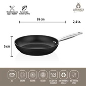 Amboss 3 Parça Dark Yanmaz Yapışmaz Titanyum Kaplama Tencere Tava Seti Kapaklı - 26 cm - 3