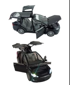 Tesla Marka Metal Model Araba - Tüm Kapılar Açılır, Işıklı ve Sesli 1:22 Ölçek! Siyah - 1