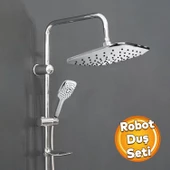 Robot Tepe Duş Seti Takımı Shower Yağmurlama Kare Banyo Masaj Duş Başlığı Sistemi Krom thumbnail 1