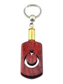 Maket Mermi Ahşap Anahtarlık - Ay Yıldız Künye - Kırmızı - 4
