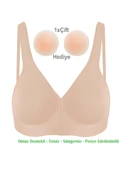 Alışveriş Meydanı Kadın Ten Omuz Destekli Sporcu Sütyeni - 1