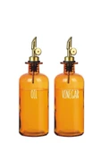Digithome 2'li Cam Zeytinyağı ve Sıvıyağ Şişesi Otomatik Kapaklı Etiketli Yağdanlık Amber 500 Ml – I/8 C1-1-289 - 2