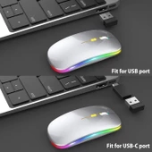 Blic Bwm6 Gri RGB Şarjlı Kablosuz 1600DPI Işıklı Kablosuz Sessiz Mouse - 7