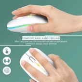 Blic Bwm6 Beyaz RGB Şarjlı Kablosuz 1600DPI Işıklı Kablosuz Sessiz Mouse - 5