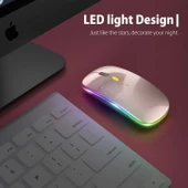 Blic Bwm6 Rose Gold RGB Şarjlı Kablosuz 1600DPI Işıklı Kablosuz Sessiz Mouse - 6