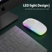 Blic Bwm6 Beyaz RGB Şarjlı Kablosuz 1600DPI Işıklı Kablosuz Sessiz Mouse - 6