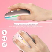 Blic Bwm6 Rose Gold RGB Şarjlı Kablosuz 1600DPI Işıklı Kablosuz Sessiz Mouse - 4