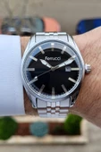 Ferrucci FCISTE251 Kadranı Siyah Kordonu Gümüş Renk Takvimli Erkek Kol Saati - 2