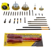 Tornavida Matkap Bits Uç Vidalama Ucu Düz Yıldız Torx Adaptör Metre Çanak Telli Fırça 35 Parça Set - 5