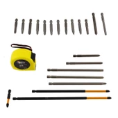 Tornavida Matkap Bits Uç Vidalama Ucu Düz Yıldız Torx Adaptör Metre Çanak Telli Fırça 35 Parça Set - 4