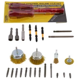Tornavida Matkap Bits Uç Vidalama Ucu Düz Yıldız Torx Adaptör Metre Çanak Telli Fırça 35 Parça Set - 3
