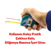 Total Stoplu Metal Metre 5 m x 19 mm Şerit Metre Sarı Renk Düğmeli Ölçüm Ölçme Bükülebilir thumbnail 2