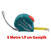 Total Stoplu Metal Metre 5 m x 19 mm Şerit Metre Sarı Renk Düğmeli Ölçüm Ölçme Bükülebilir thumbnail 5