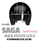 Shiro SH-7103 Jet&Cafe SH-Saga Rock Steady Gold Açık Motosiklet Kaskı Güneş Vizörlü L Beden - 1