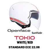 Shıro Jet&OFC SH-64sv Tokıo White güneş vizörlü camsız yarım kask thumbnail 1
