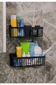 Banyo Yapışkanlı Duvar Rafı, 2'li Duvar Düzenleyici, Baharatlık Rafı, Dolap Içi Organizeri Plastik - 1