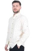 Cengiz İnler Standart Yaka Puantiye Dal Desen Slim Fit Erkek Pamuk Gömlek - 4