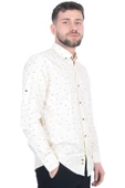 Cengiz İnler Standart Yaka Puantiye Dal Desen Slim Fit Erkek Pamuk Gömlek - 3