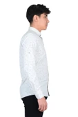 Cengiz İnler Standart Yaka Puantiye Dal Desen Slim Fit Erkek Pamuk Gömlek - 11